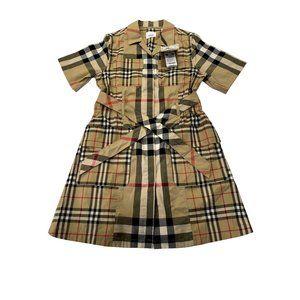 (NWT) Burberry Teen Girls Beige Check Dress 12Y